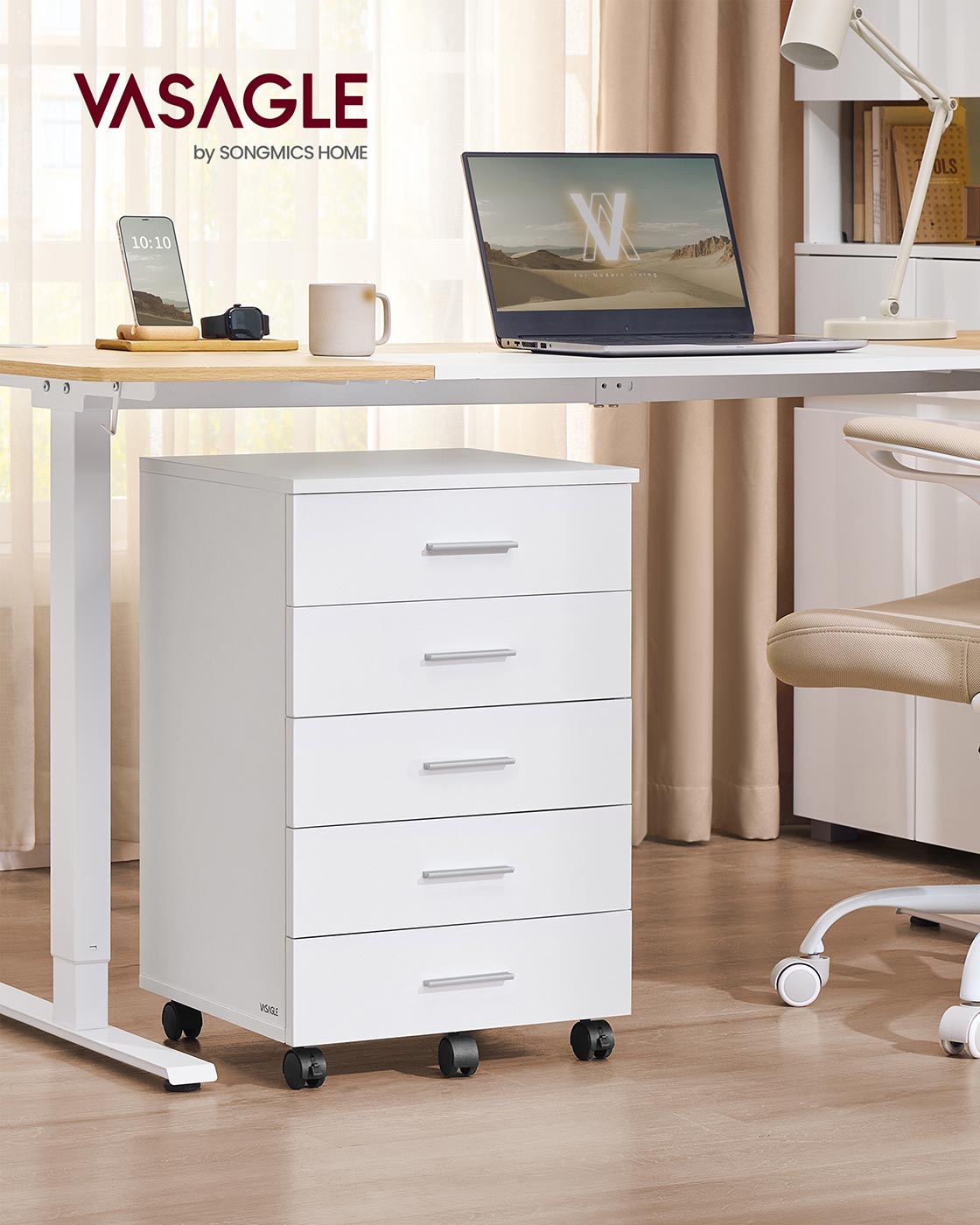 Mobil rullcontainer – Fem lådor – Cloud White