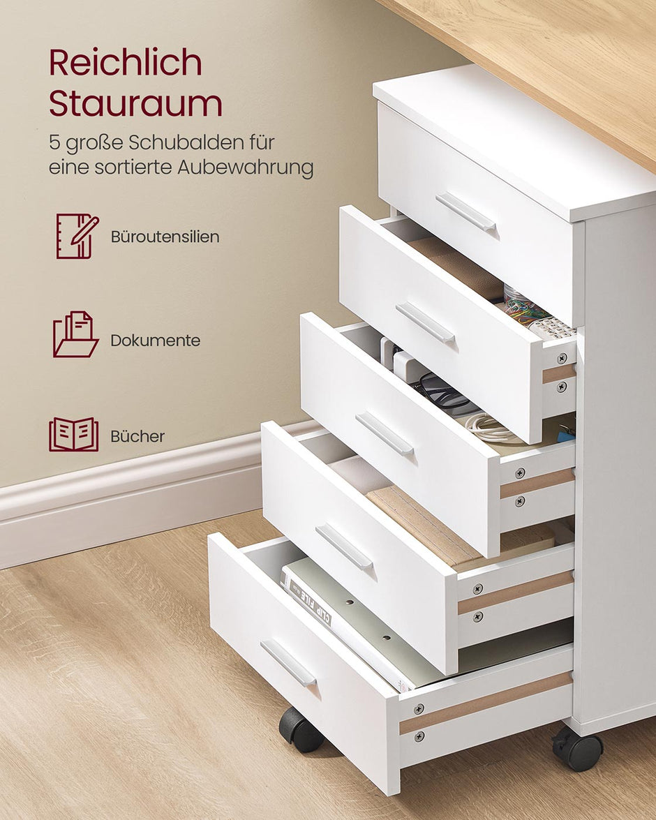 Mobil rullcontainer – Fem lådor – Cloud White