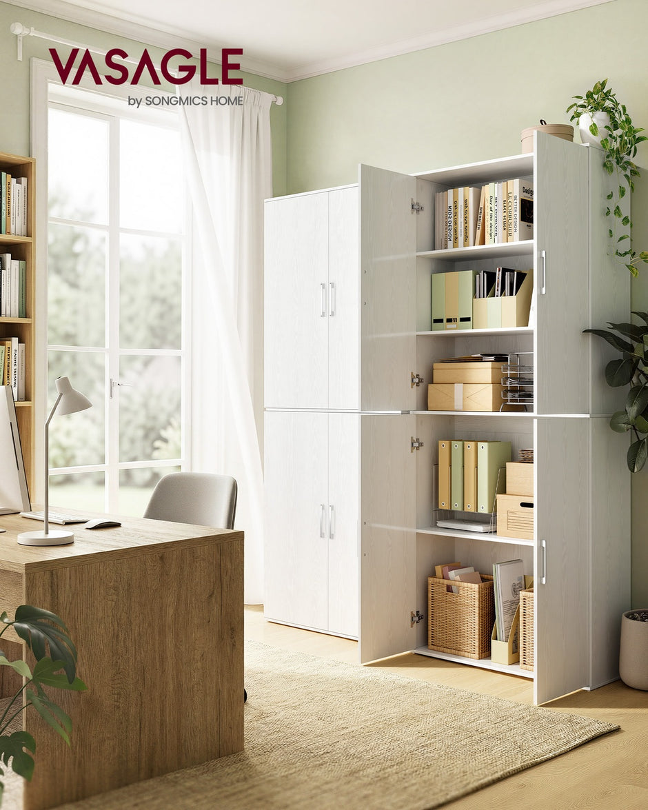 Kast - 80 x 40 x 180 cm - Sneeuwwit - Spaanplaat - Max. belasting per plank 25 kg