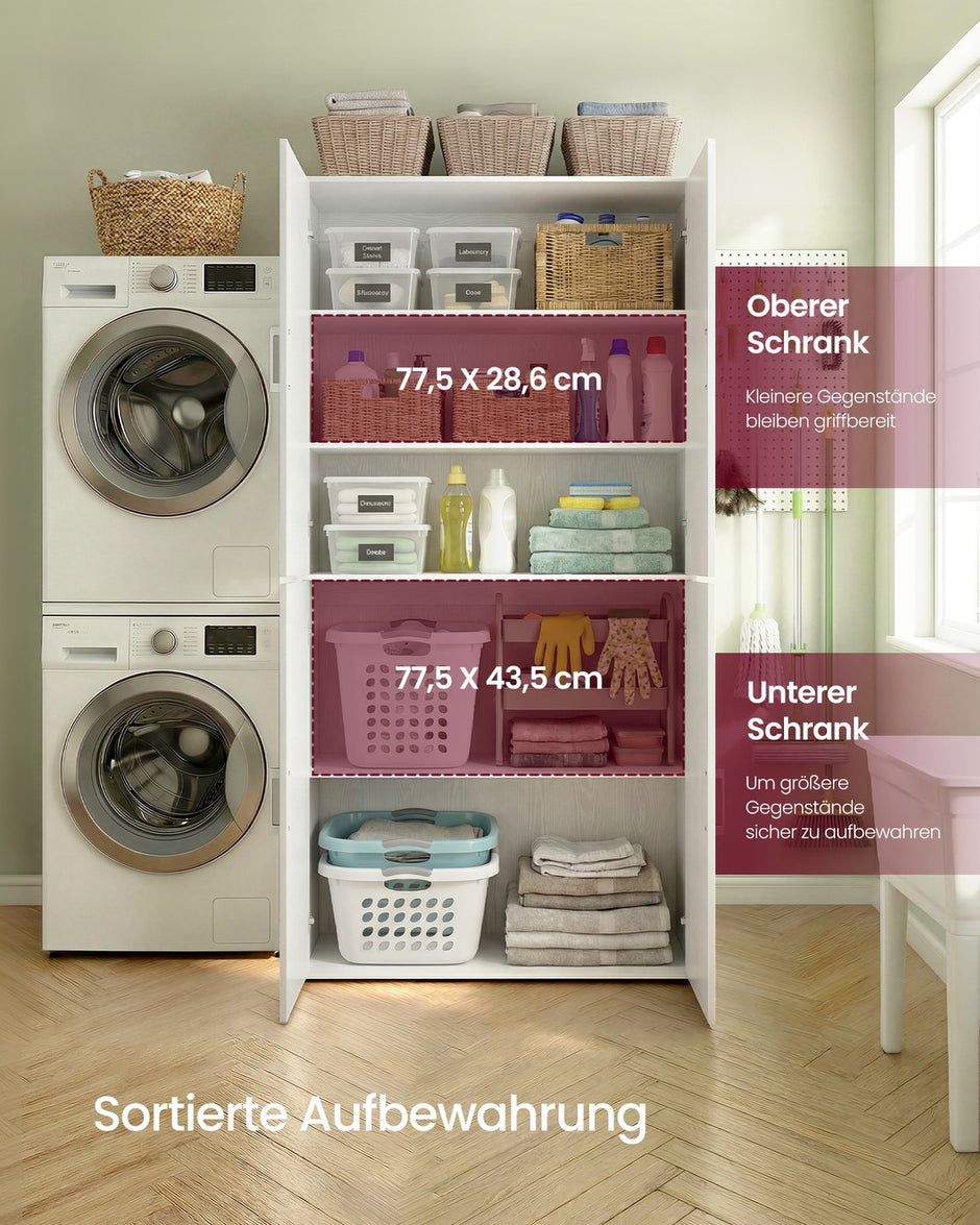 Kast - 80 x 40 x 180 cm - Sneeuwwit - Spaanplaat - Max. belasting per plank 25 kg