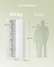 Kast - 80 x 40 x 180 cm - 4 deuren, 5 planken - Sneeuwwit - Max. belasting per plank 25 kg