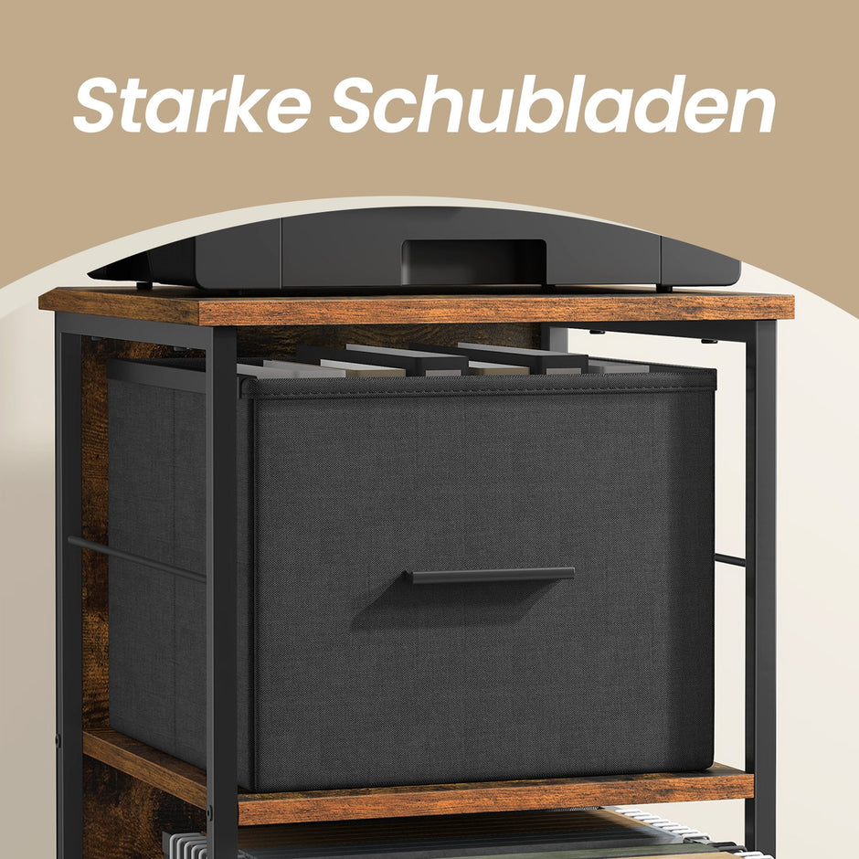 Arkivskåp – 2 lådor – Skrivarställ – Vintage Brun-Ink Svart