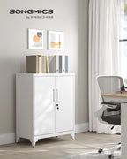 Låsbart arkivskåp med 2 dörrar - 40 × 80 × 90 cm - Matt White