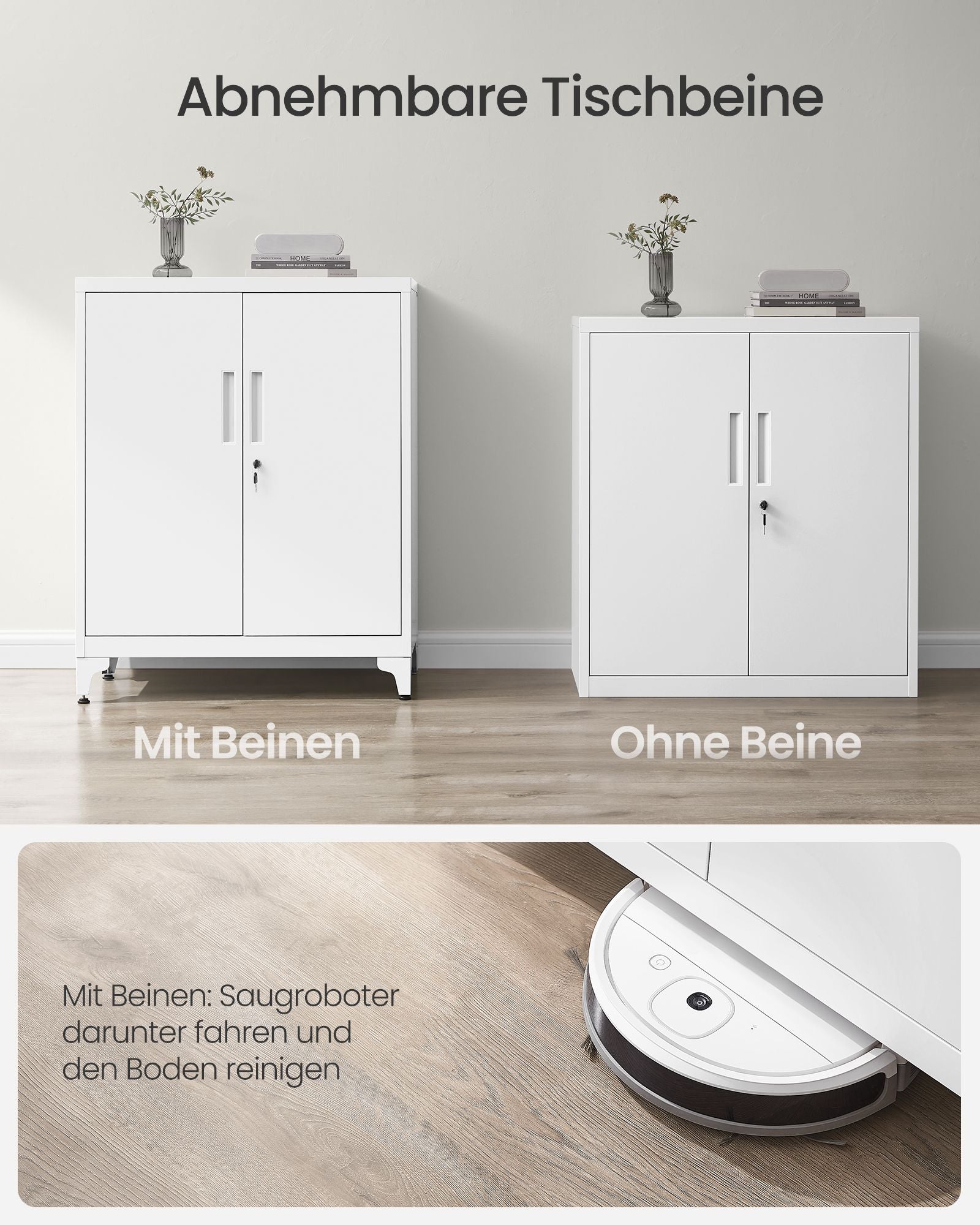 Låsbart arkivskåp med 2 dörrar - 40 × 80 × 90 cm - Matt White