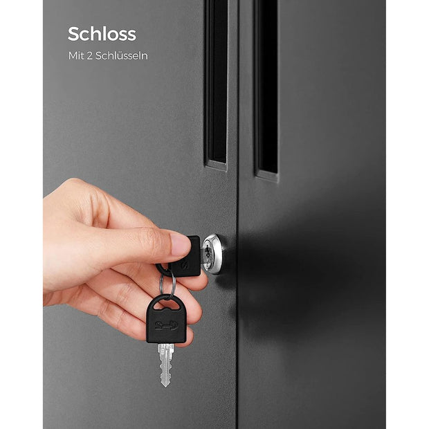 Arkivskåp - Med 2 dörrar och lås - Stål - Svart