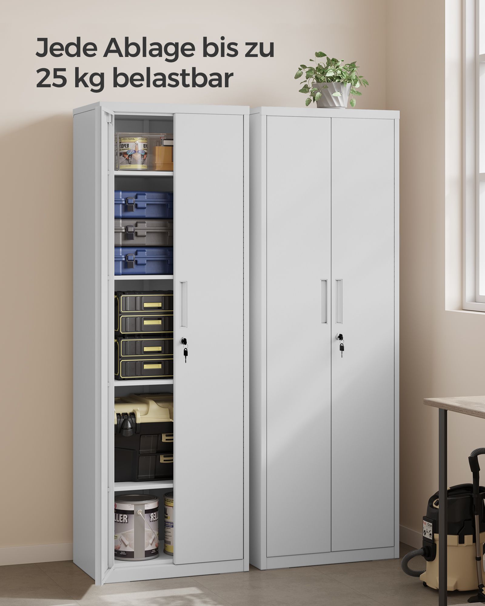 Arkivskåp med dubbla dörrar och 5 nivåer
