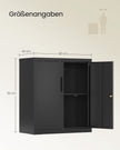 Archiefkast - Afsluitbaar met 2 Deuren - Matzwart - 80 x 40 x 90 cm