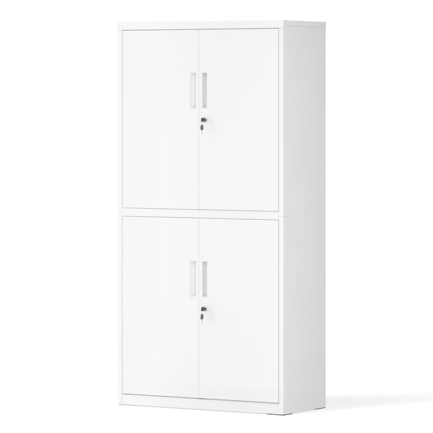 Archiefkast - 4 Deuren - 5 Verstelbare Planken - Met Slot - Wit