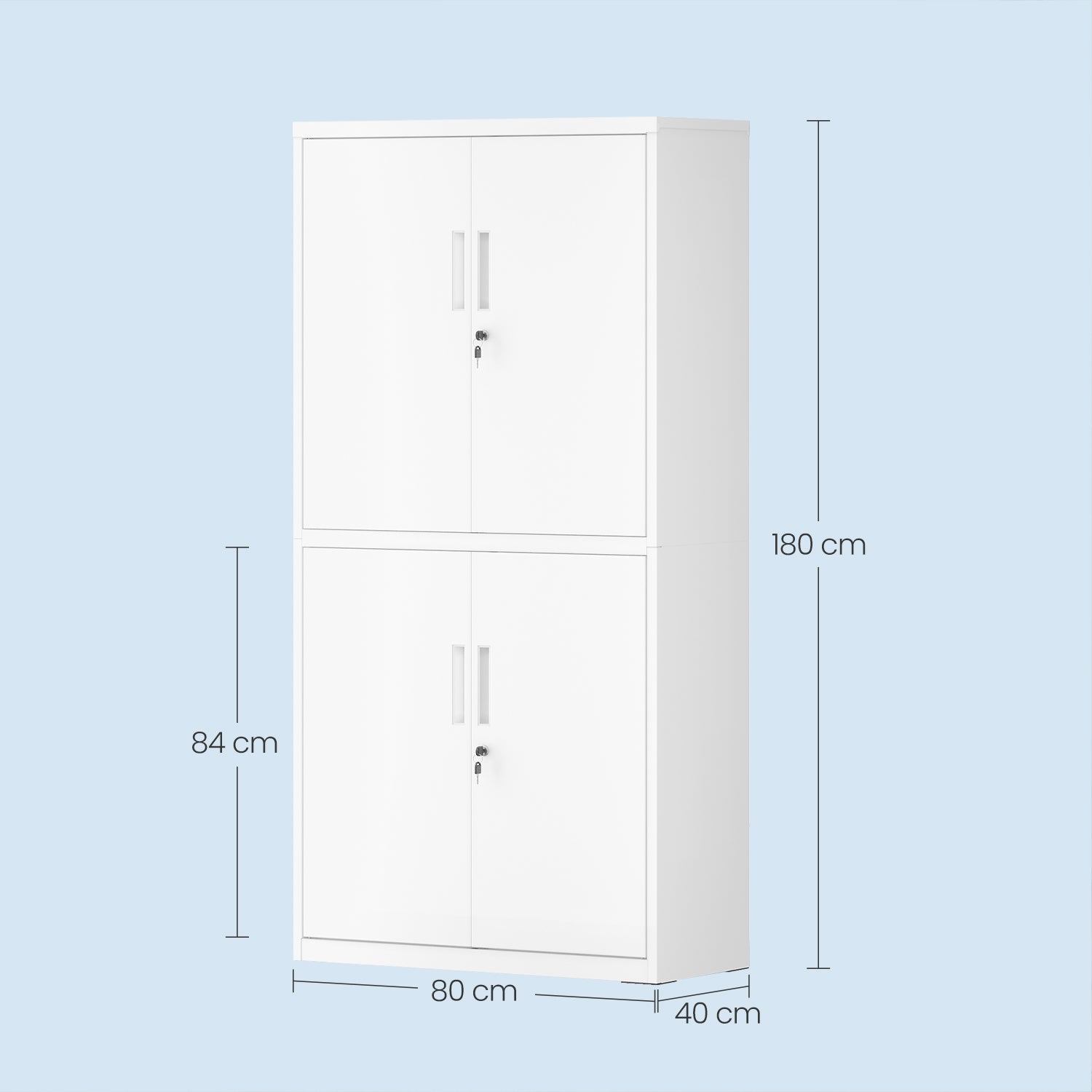 Archiefkast - 4 Deuren - 5 Verstelbare Planken - Met Slot - Wit