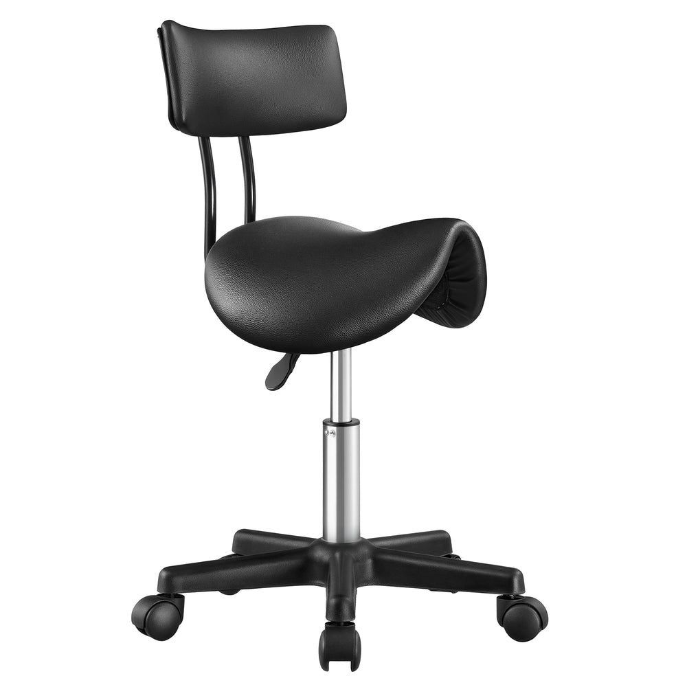 Zadelkruk - Ergonomisch - Op Wielen - 360° Draaibaar - Inktzwart