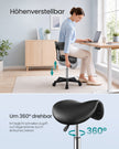 Zadelkruk - Ergonomisch - Op Wielen - 360° Draaibaar - Inktzwart