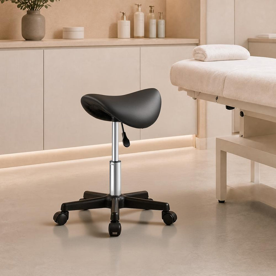 Zadelkruk - Ergonomisch - Op Wielen - In Hoogte Verstelbaar - Zwart