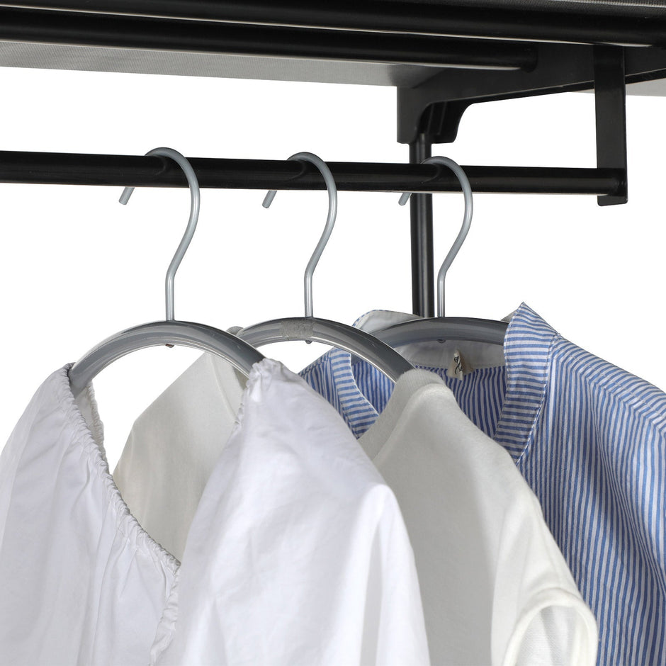 Hopfällbar garderob - 2 klädstänger - Svart