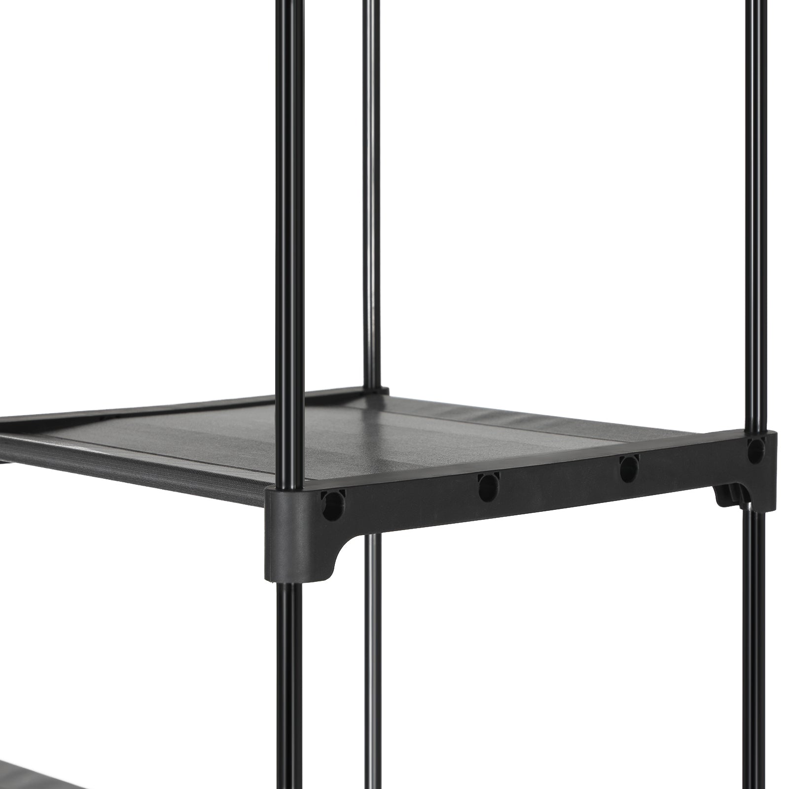 Hopfällbar garderob - 2 klädstänger - Svart