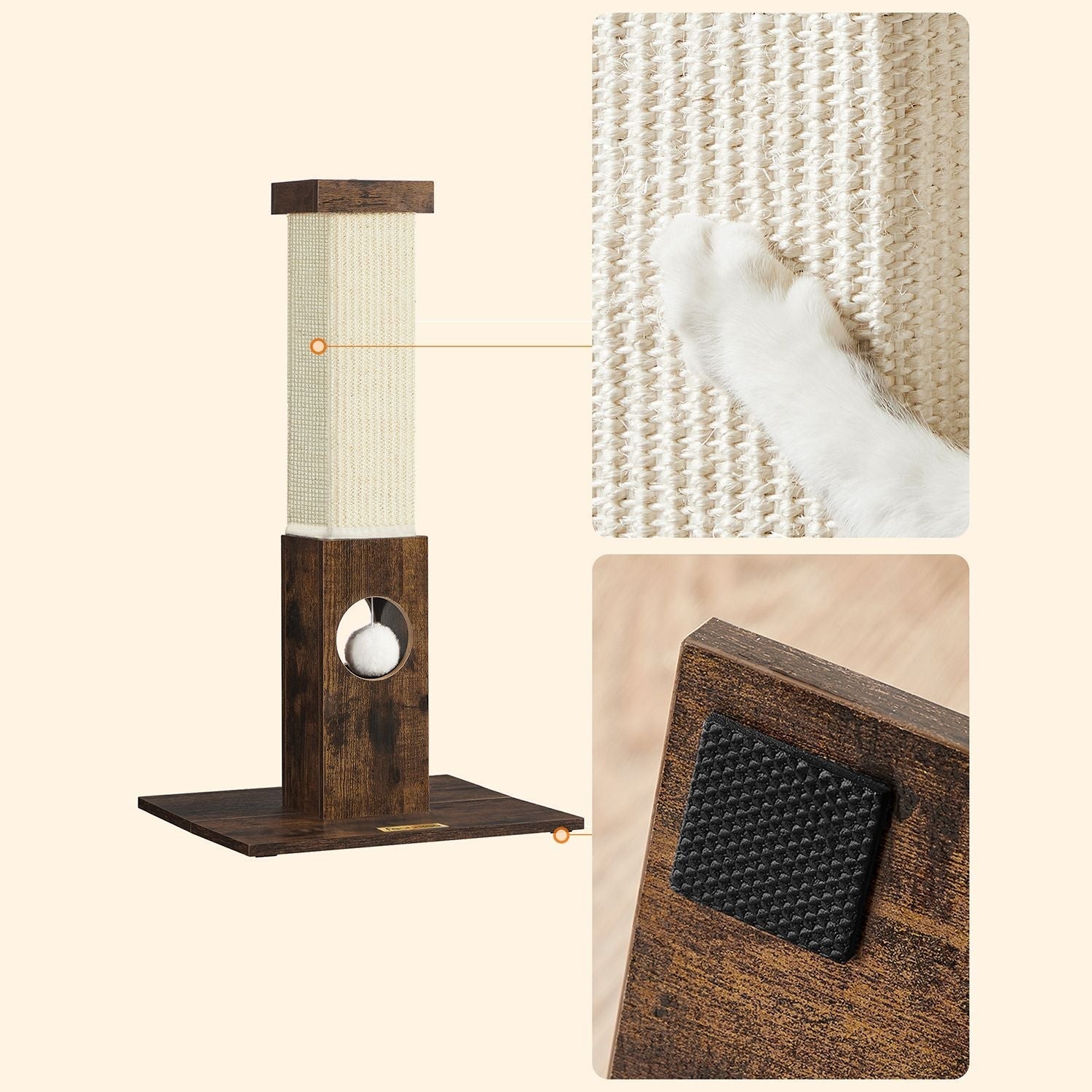 Scratching Post - med Toy - Sisaltouw - 73 cm - Brown