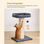 Scratching Post - Cat Tree - med plyschplattform - 40 x 30 cm - grå