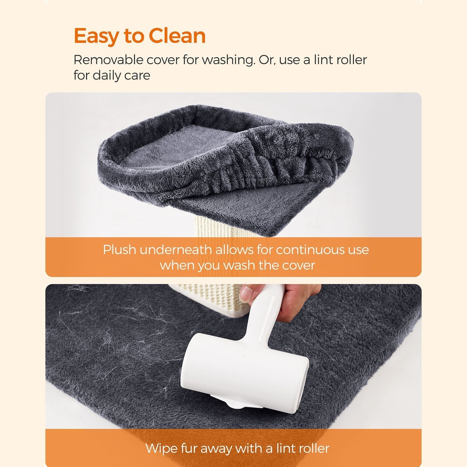 Scratching Post - Cat Tree - med plyschplattform - 40 x 30 cm - grå