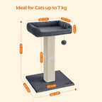 Scratching Post - Cat Tree - med plyschplattform - 40 x 30 cm - grå