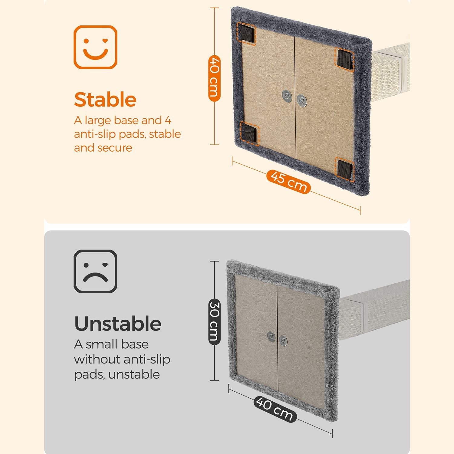 Scratching Post - Cat Tree - med plyschplattform - 40 x 30 cm - grå