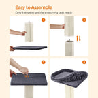 Scratching Post - Cat Tree - med plyschplattform - 40 x 30 cm - grå