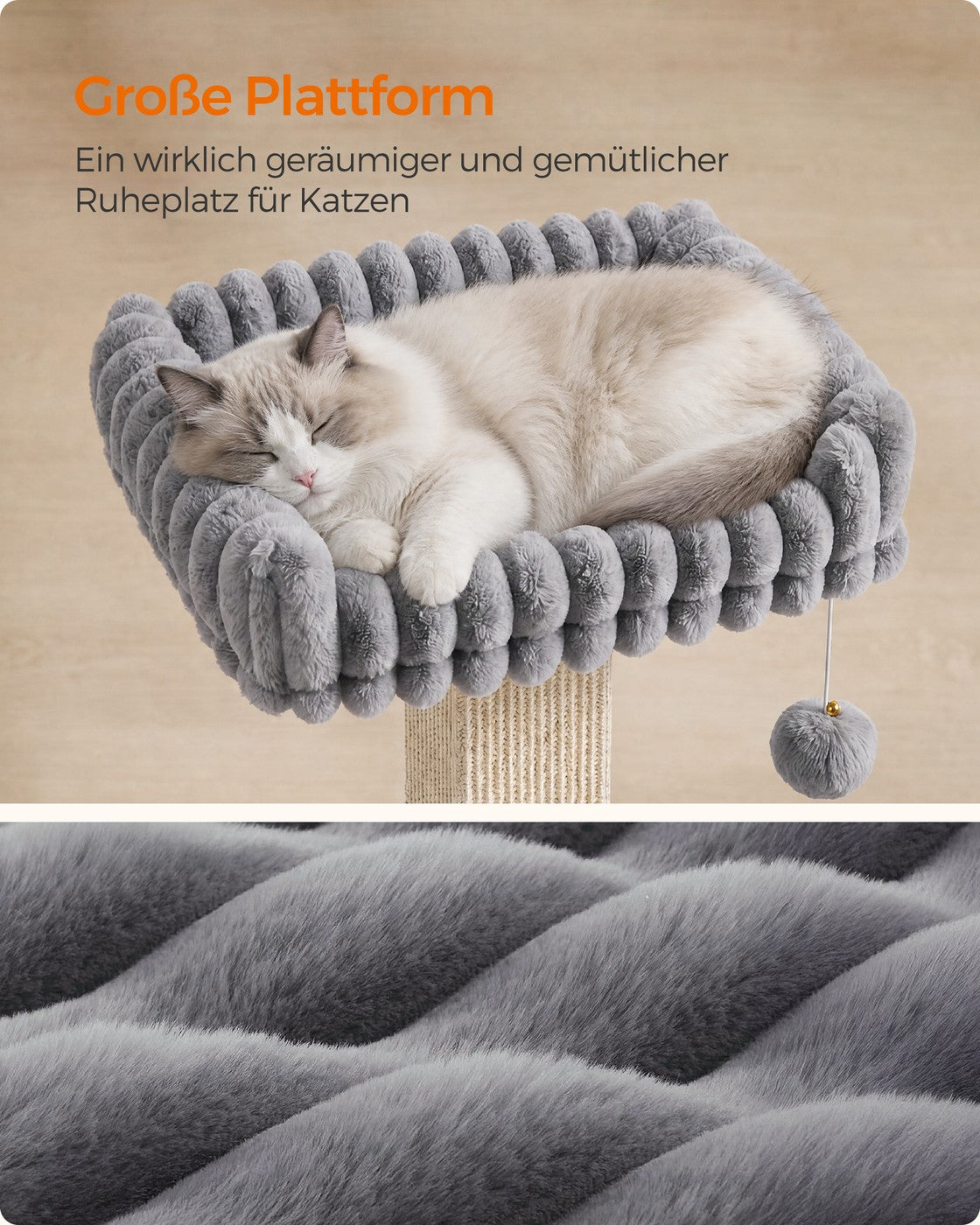 Krabpaal - 71 cm - Sisalpaal - Met Pluche Platform - Lichtgrijs
