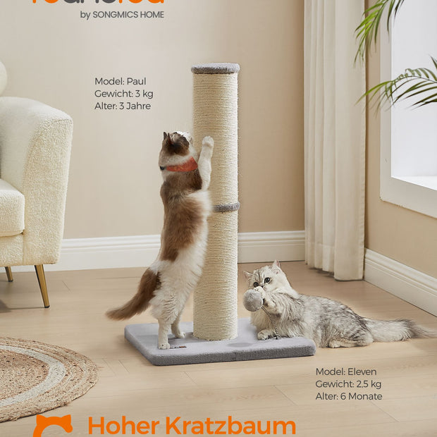 Skrapstolpe 85 cm hög med klocka och plyschboll - Dove Grey