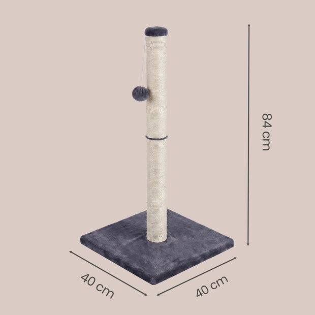Krabpaal – Natuurlijk Sisal – Met Speelbal – 84 cm Hoog – Donkergrijs