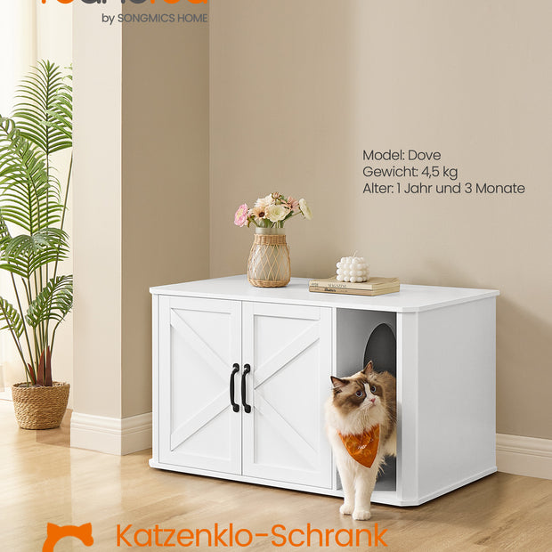 Cat House – Dubbeldörrar med handtag – Molnvit