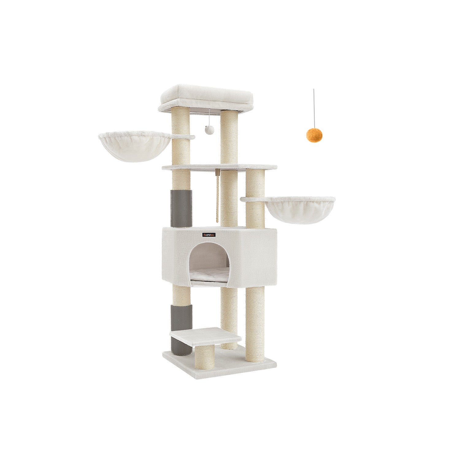 Skrapstolpe med platåer 50 x 50 x 160 cm crème vit beige