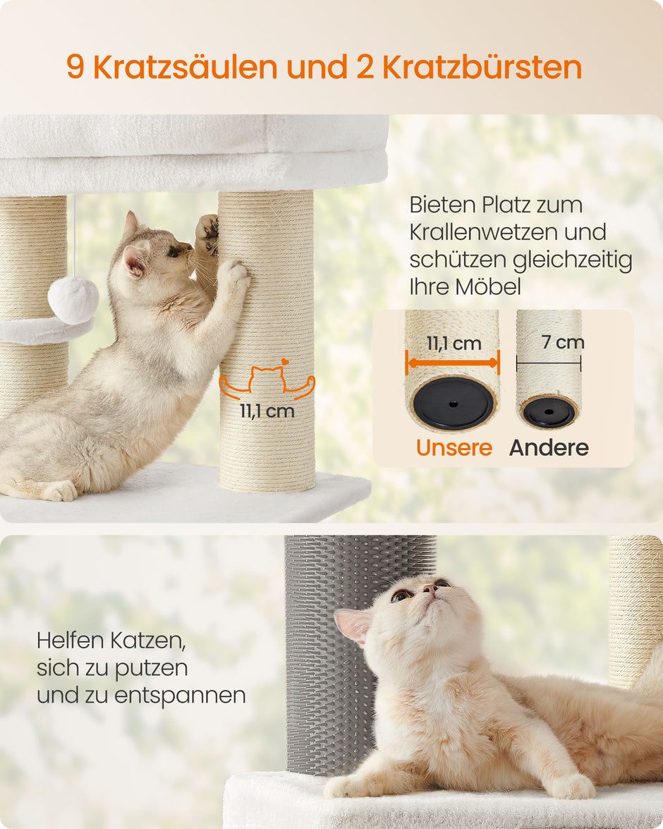 Skrapstolpe med plattformar - Plats för flera katter - Krämvit-beige