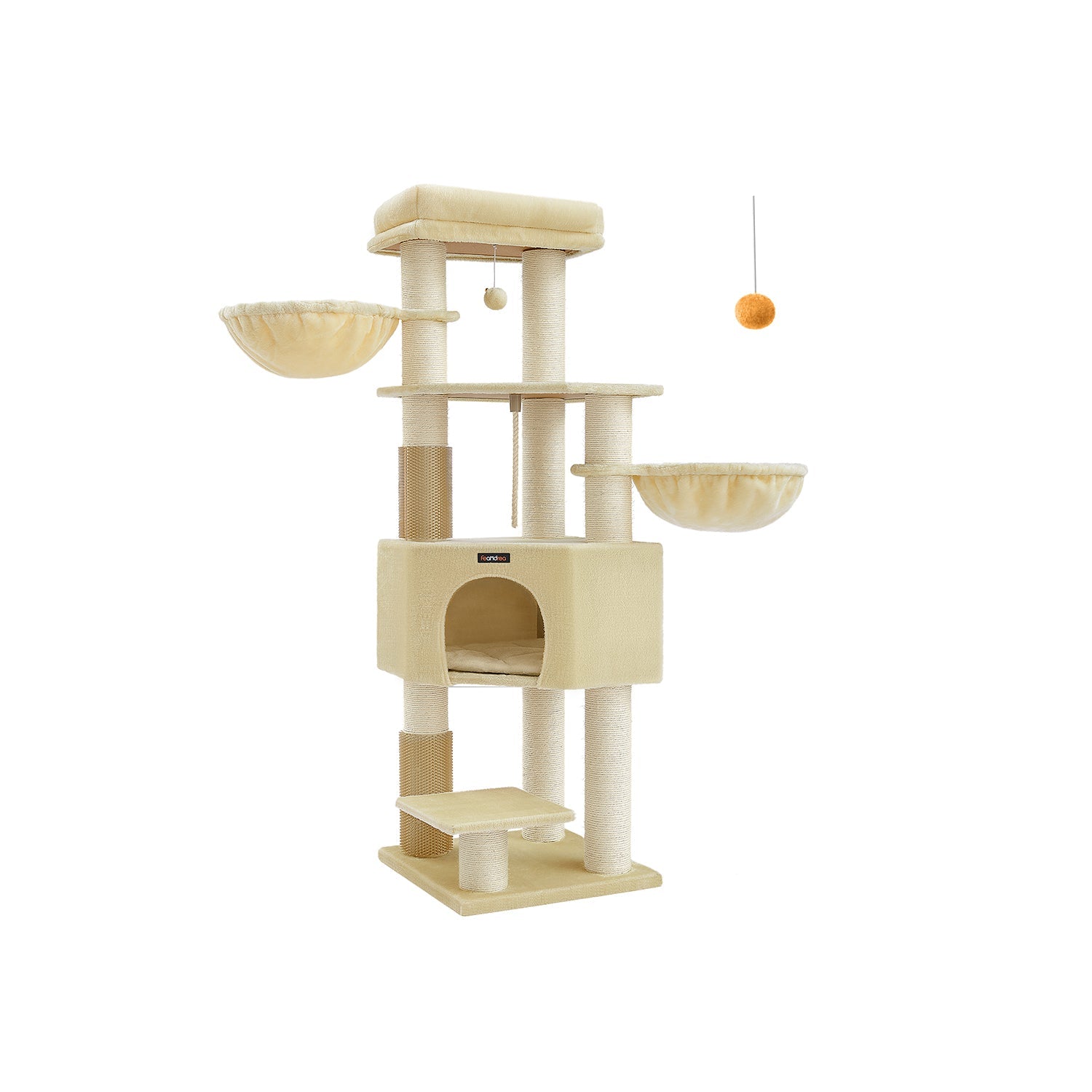 Skrapstolpe med platåer 50 x 50 x 160 cm crème vit beige