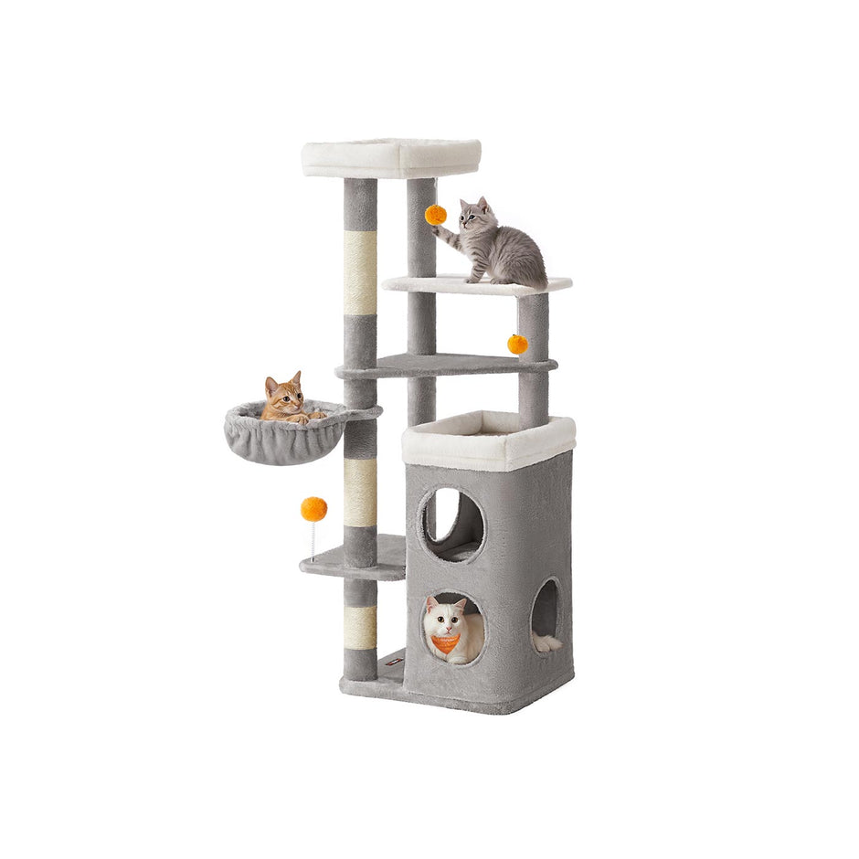 Kattträd på flera nivåer med grottor - Duvgrå