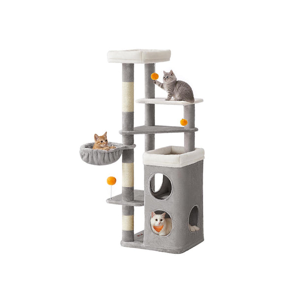 Kattträd på flera nivåer med grottor - Duvgrå