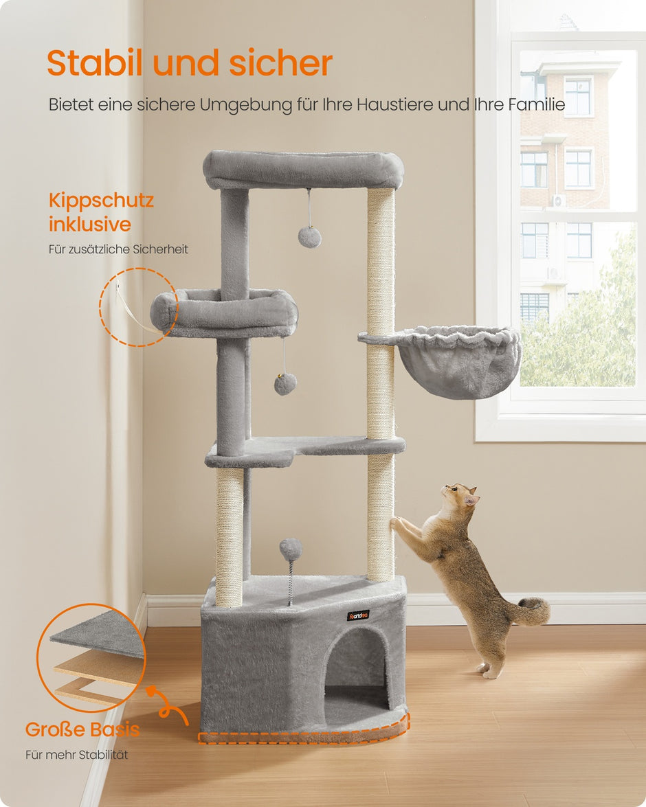 Grote Kattenboom – Meerdere Verdiepingen – Sisalstammen van 11 cm – 186,7 cm Hoog – Kameelbruin