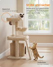 Krabpaal – Met Krabplank en Kattenhol – Pluche en Sisal – 86 cm – Licht Kameelbruin