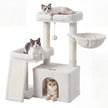 Krabpaal – Met Krabplank en Kattenhol – Pluche en Sisal – 86 cm – Crèmewit
