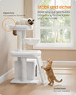Krabpaal – Met Krabplank en Kattenhol – Pluche en Sisal – 86 cm – Crèmewit