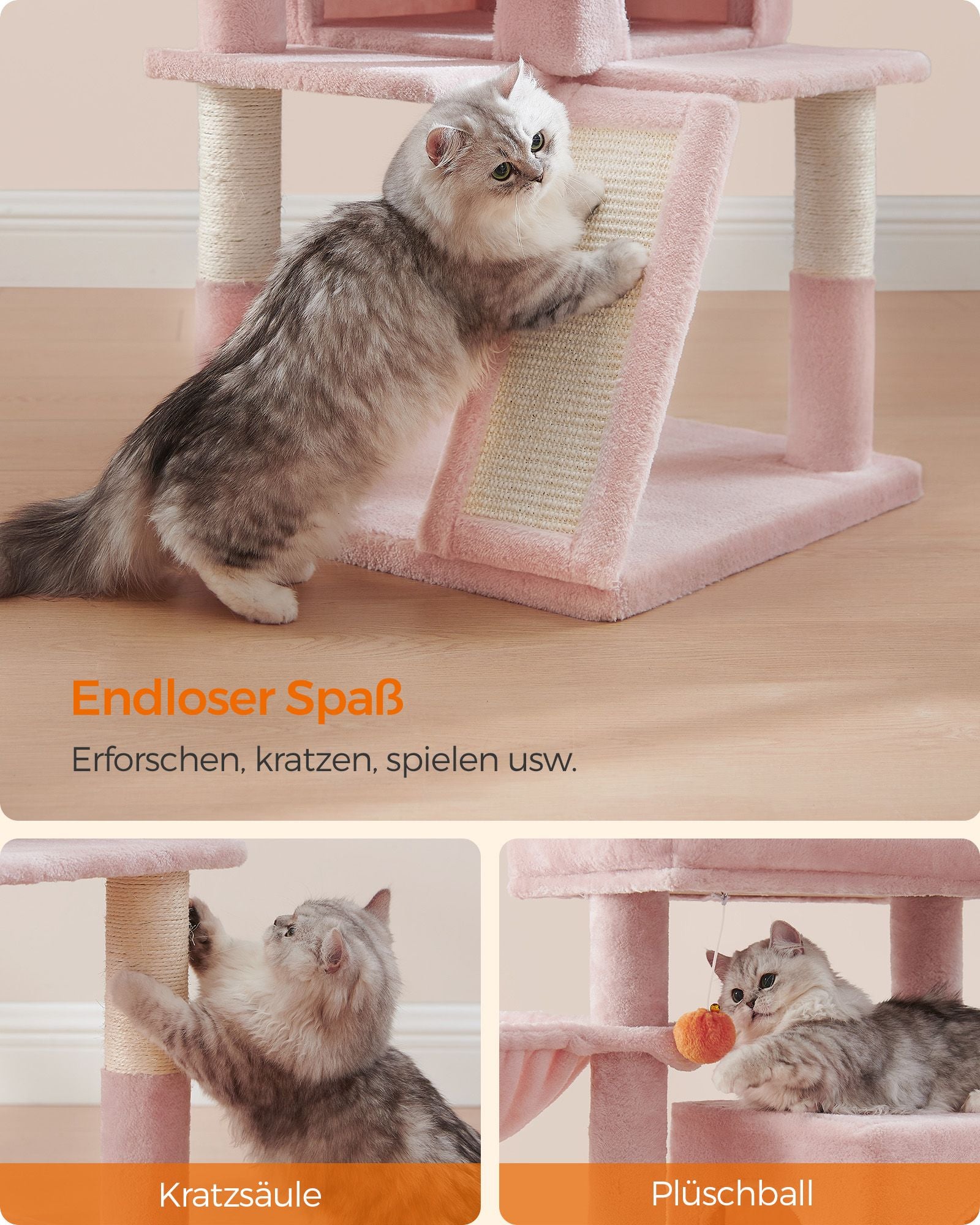 Skrapstolpe – Stor plattform – Pastellrosa