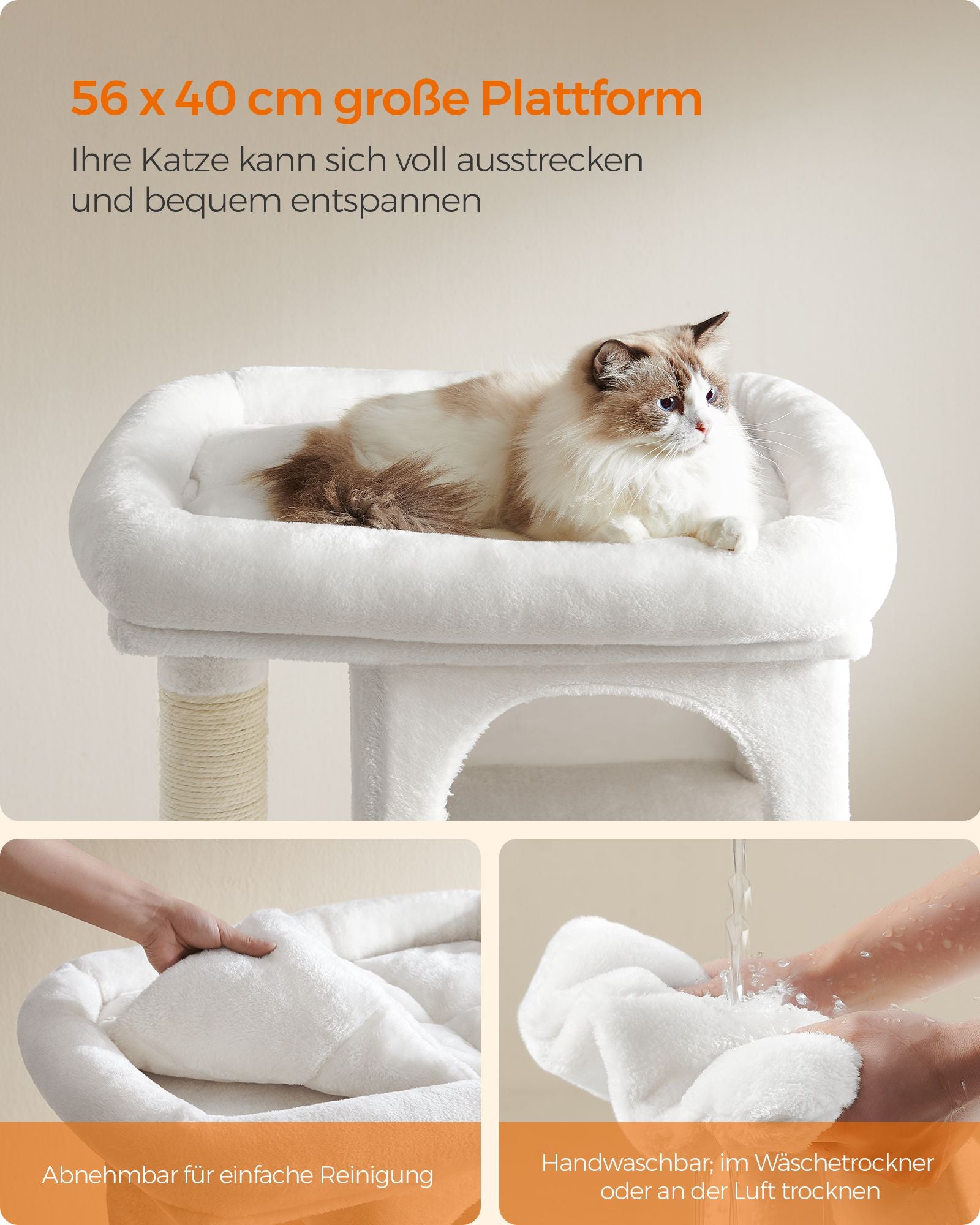 Scratching Post - för stora katter - upp till 7 kg - gräddevit