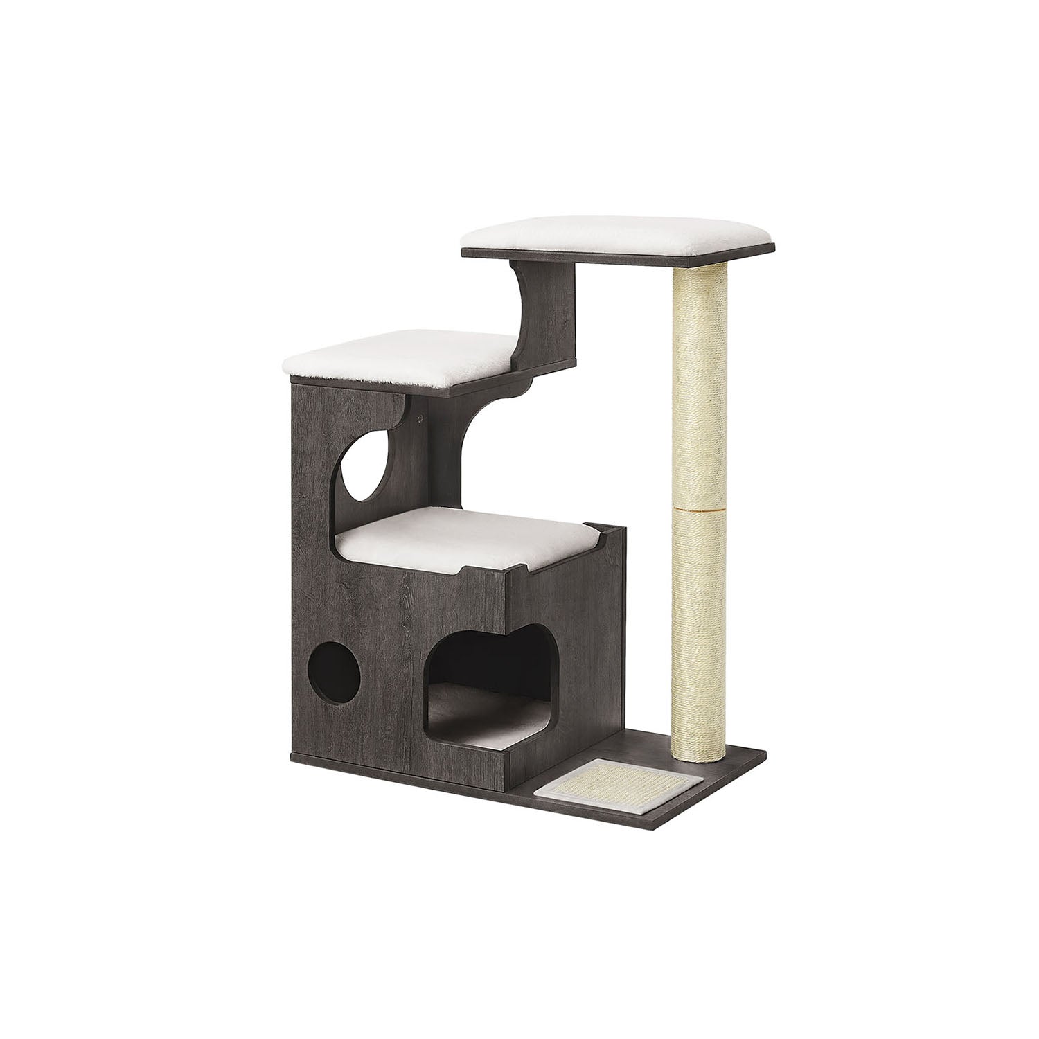Skrapstolpe med platåer 50 x 50 x 160 cm crème vit beige
