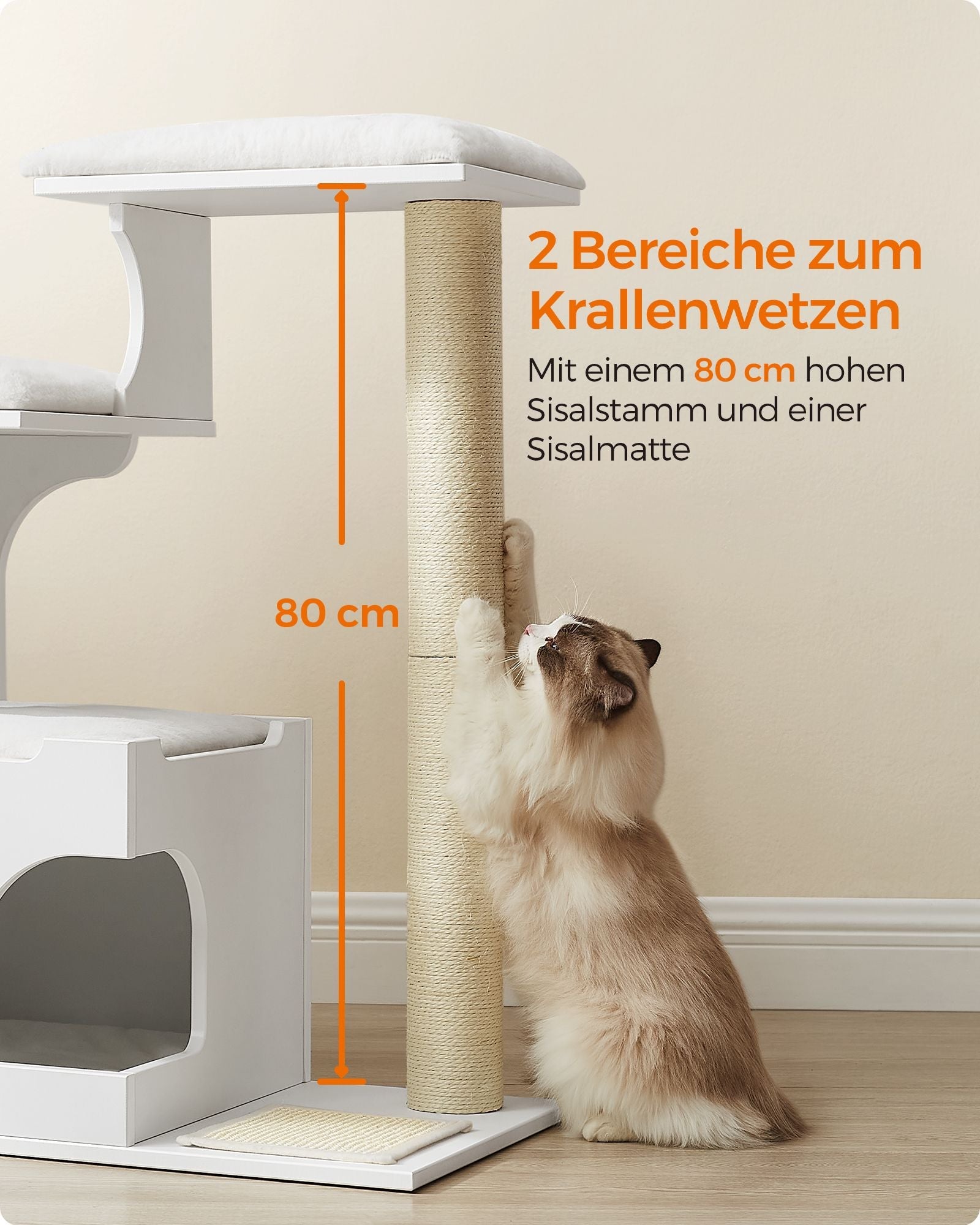 Scratching Post - Cat Pole - Cat House - Light Grey
