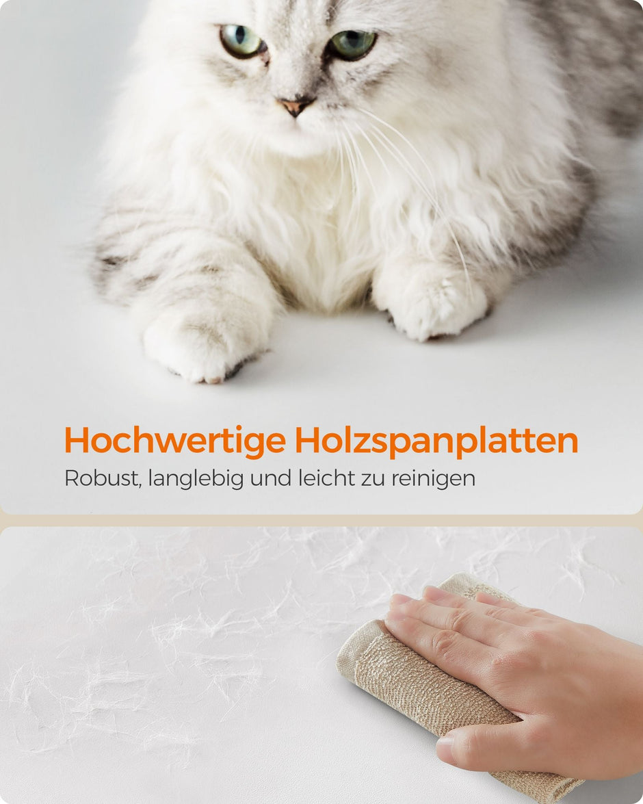 Kattskrapstolpe – Klätterträd med liggytor och grotta – Brun-Vit