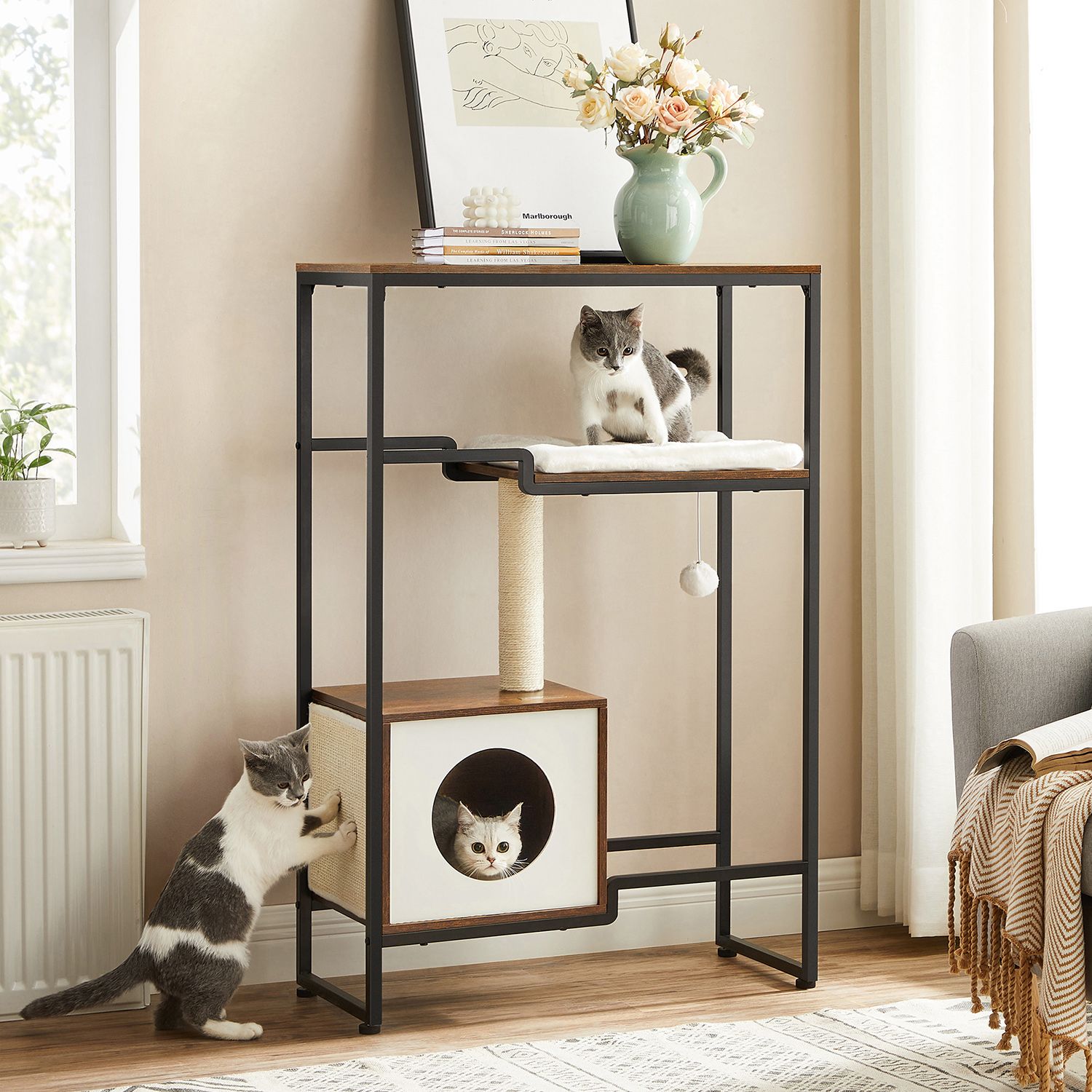 Scratching Post - 2 -in -1 möbler - med hyllan - brun