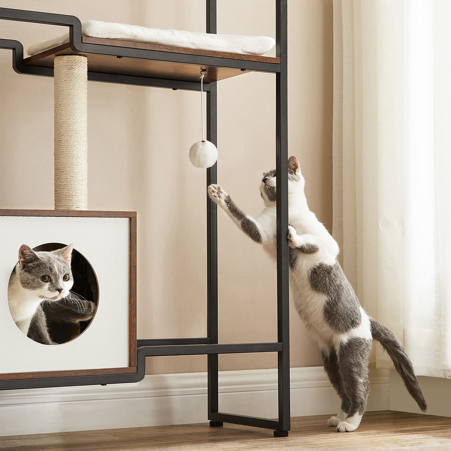 Scratching Post - 2 -in -1 möbler - med hyllan - brun