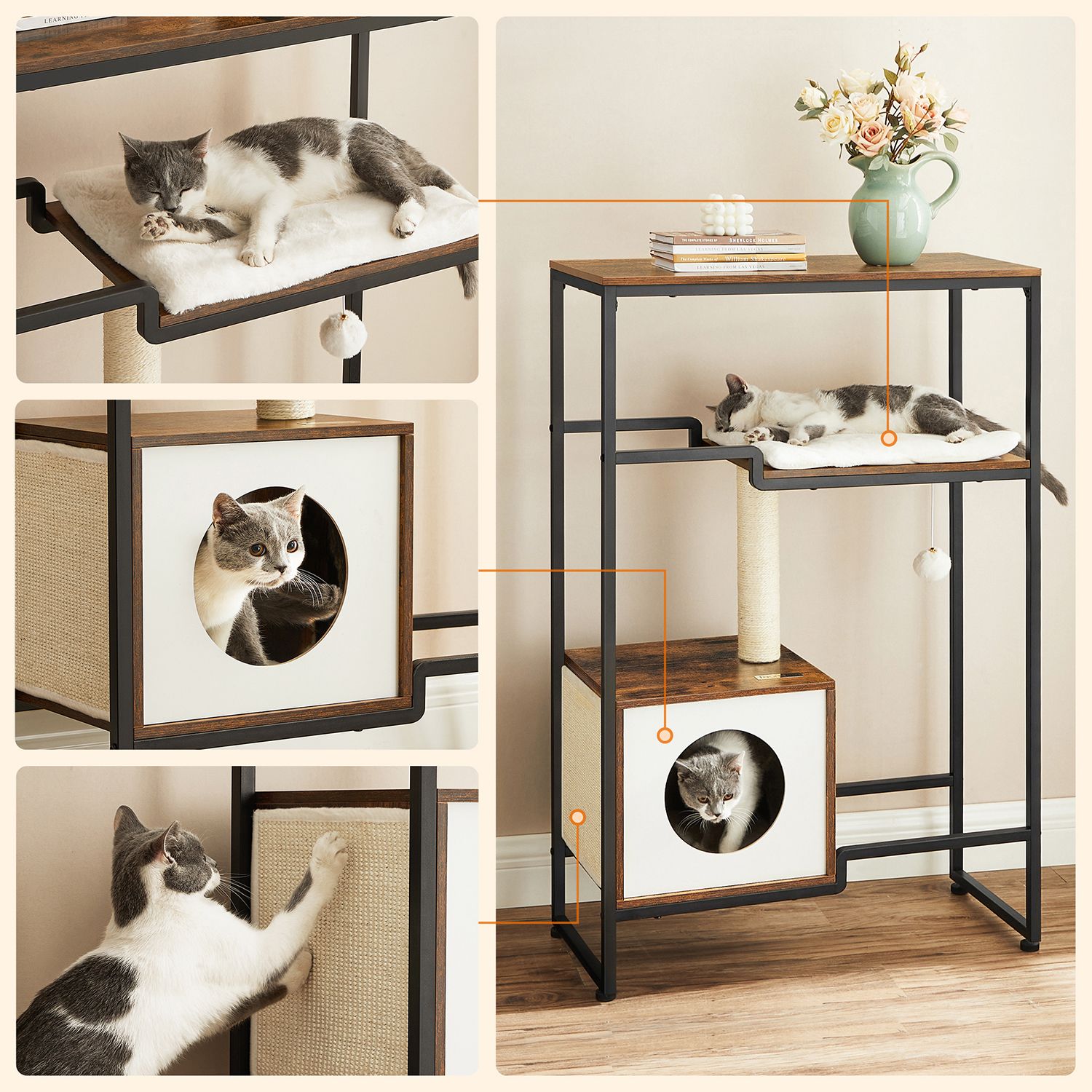 Scratching Post - 2 -in -1 möbler - med hyllan - brun