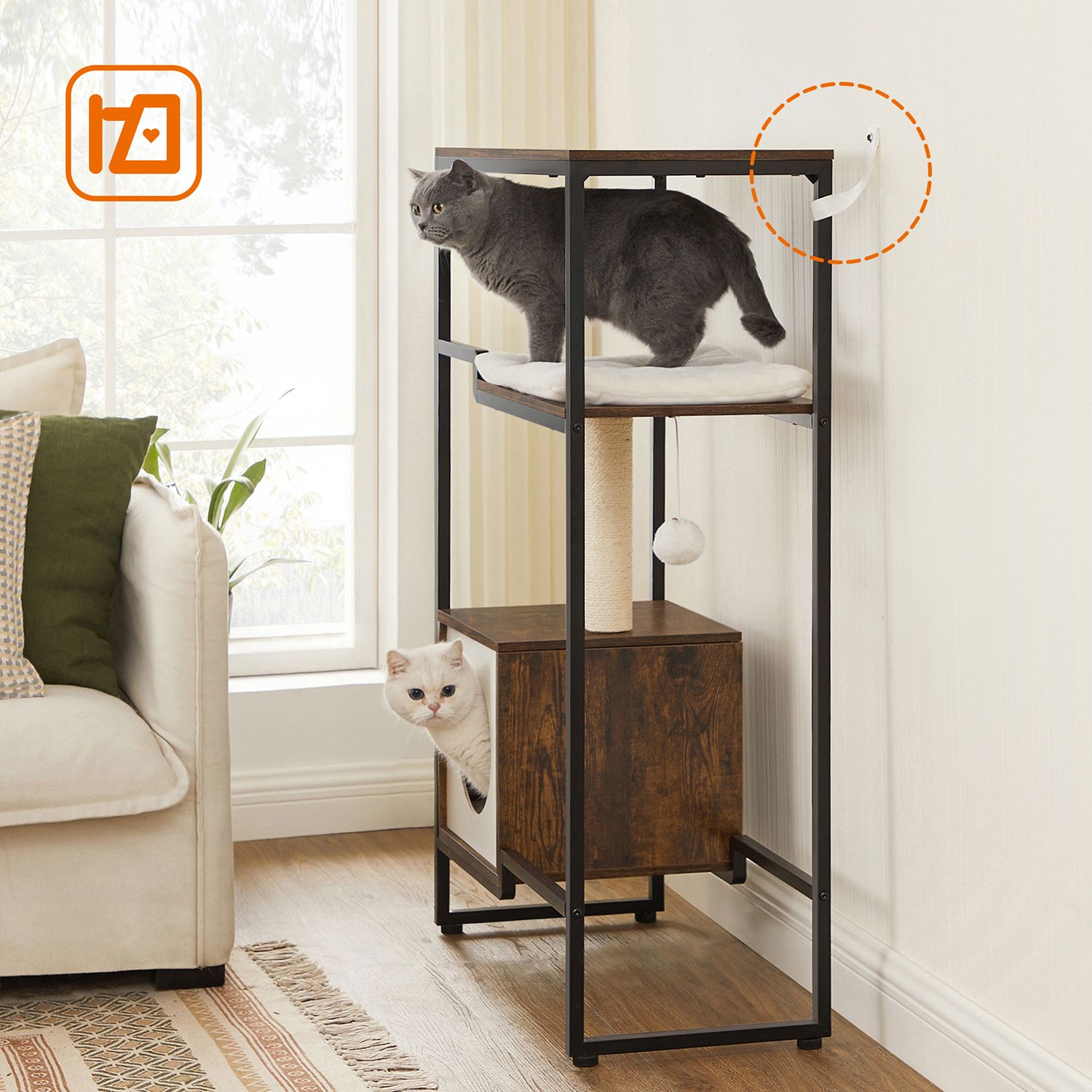 Scratching Post - 2 -in -1 möbler - med hyllan - brun