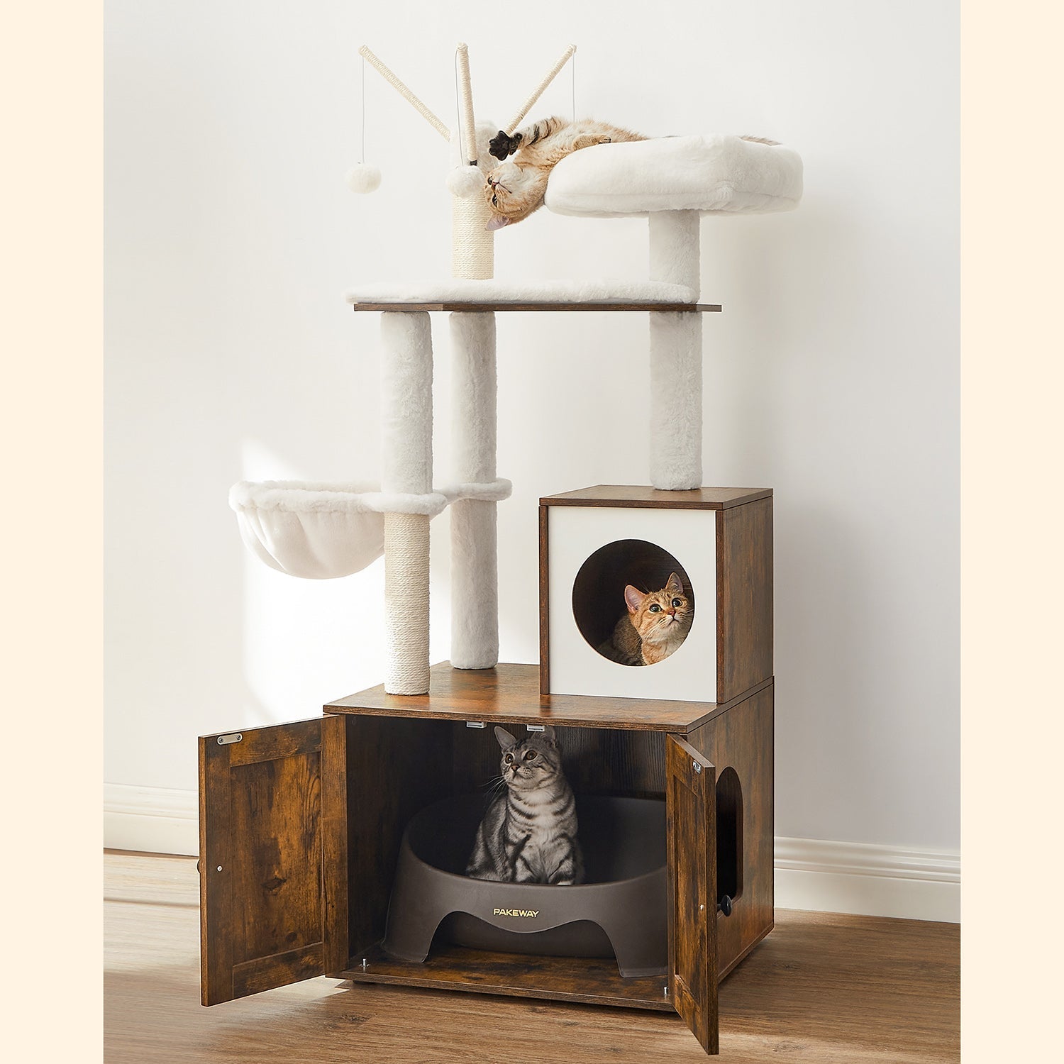 Scratching Post - med kullskåp - Vintage Design - Brown