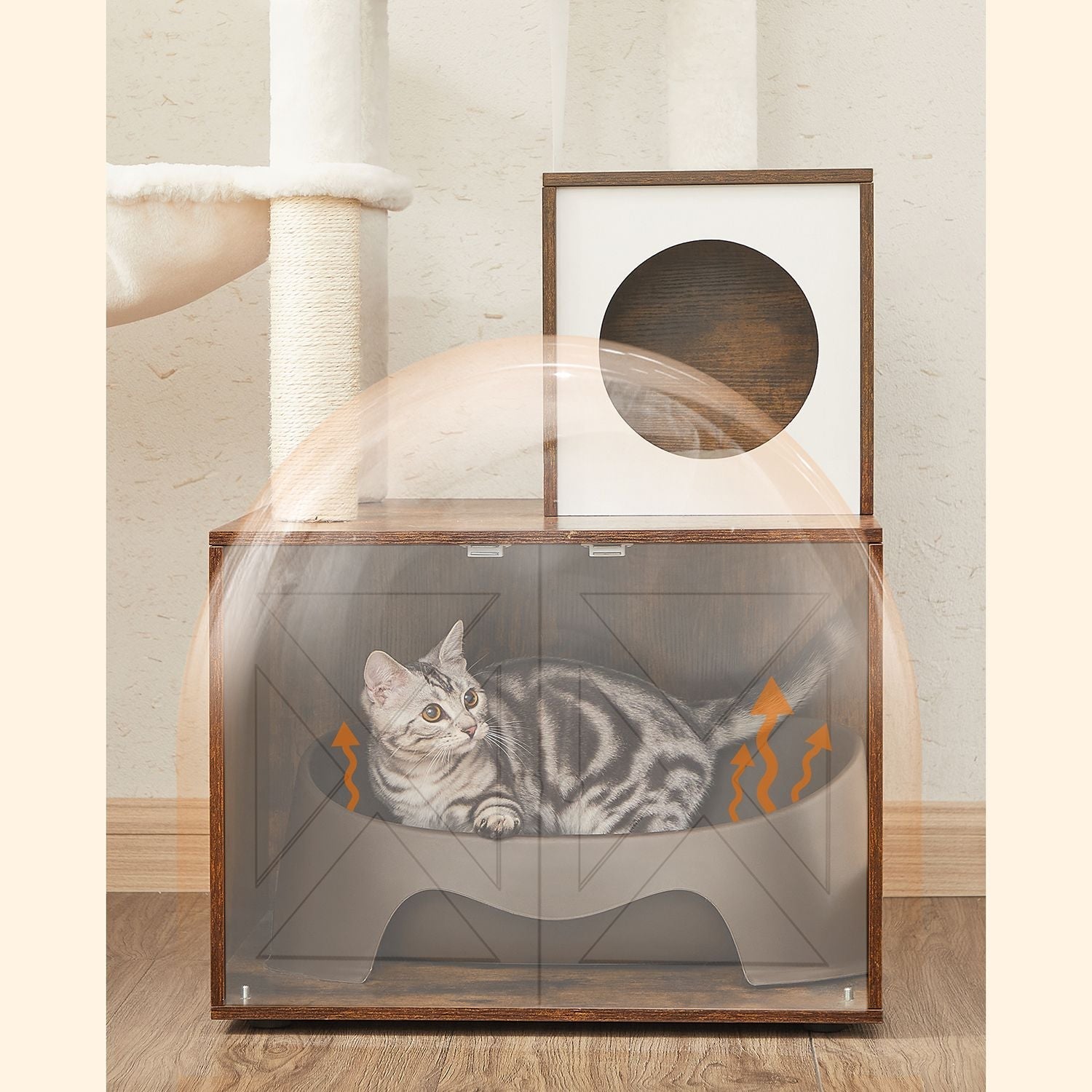 Scratching Post - med kullskåp - Vintage Design - Brown