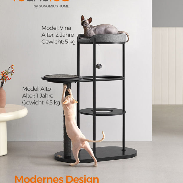 Skrapstolpe – 111 cm hög – klassisk svart sisal – svart