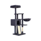 Scratching Post - Cat Sleeping Place - 135 cm - Med gräsmatta och plattform - Dark Grey